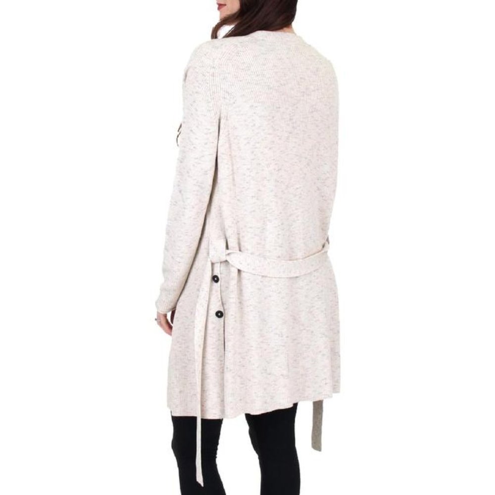 Nic + Zoe Speckled-Almond Belted Long Cardigan Sz-S NWT - Picture 5 of 5